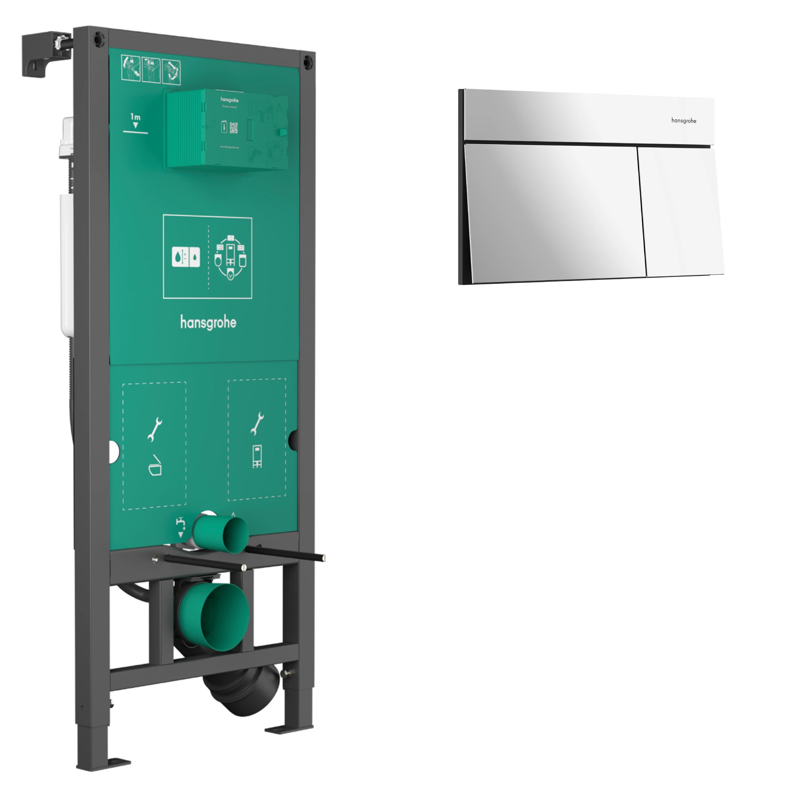 iFRAME ELEMENT E  інсталяційний комплект для підвісного унітазу (01022180+66003000), кнопка хром