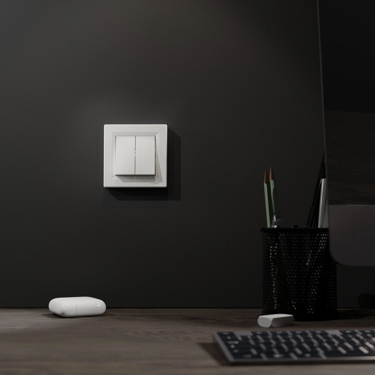 Вимикач 2-клавішний Schneider Electric, Asfora (білий, самозажимний) - 2