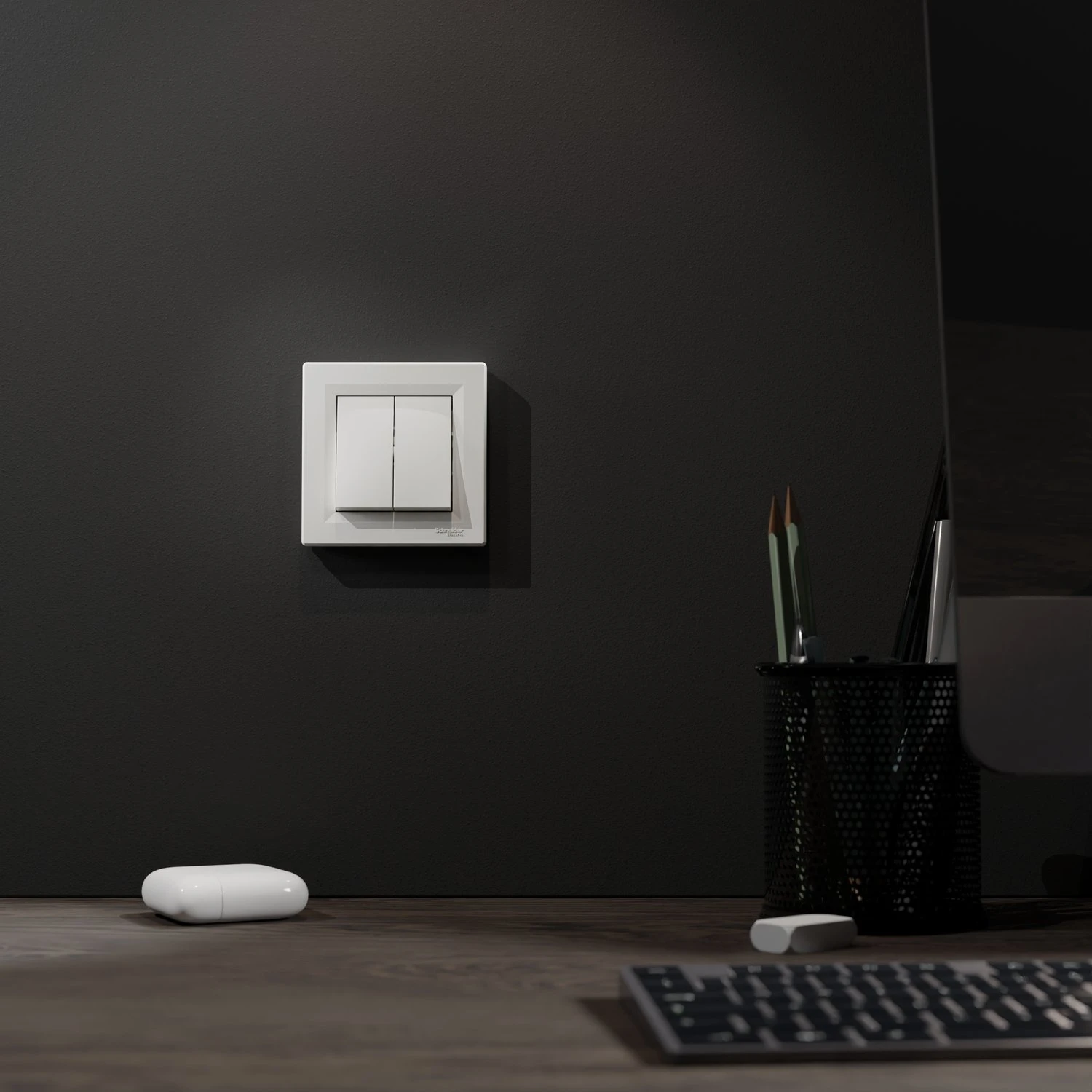 Перемикач 2-клавішний Schneider Electric, Asfora (білий, самозажимний) - 2