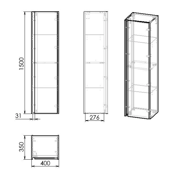BLATNA L пенал 150*40*35 см, підвісний, колір ільм бергамо - 2