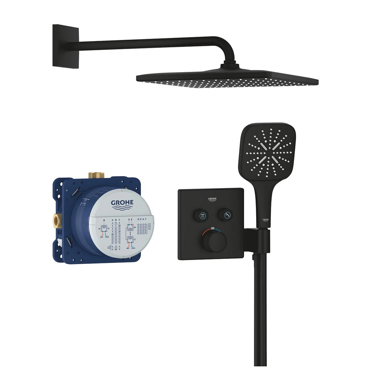 Grohe GROHTHERM SMARTCONTROL набор скрытого монтажа с верхним душем 310 , цвет черный матовый