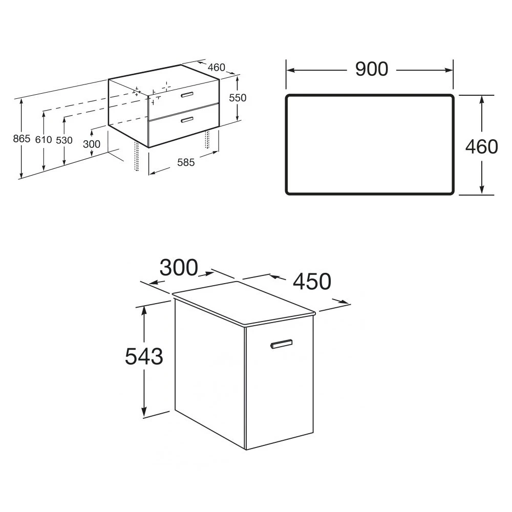 ROCA VICTORIA BASIC MODULAR комплект 89см: тумба 59см під накладний умивальник; модуль 30см із дверц - 2