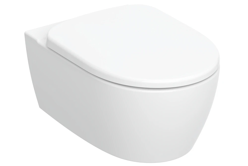 GEBERIT SMYLE Round унітаз підвісний Rimfree, воронкоподібний, закрита форма, з сидінням з кришкою S