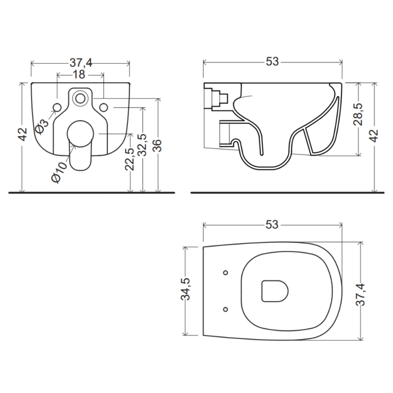 NIC DESIGN OVVIO унітаз підвісний Rimless 53 см + сидіння soft close, колір білий матовий - 2