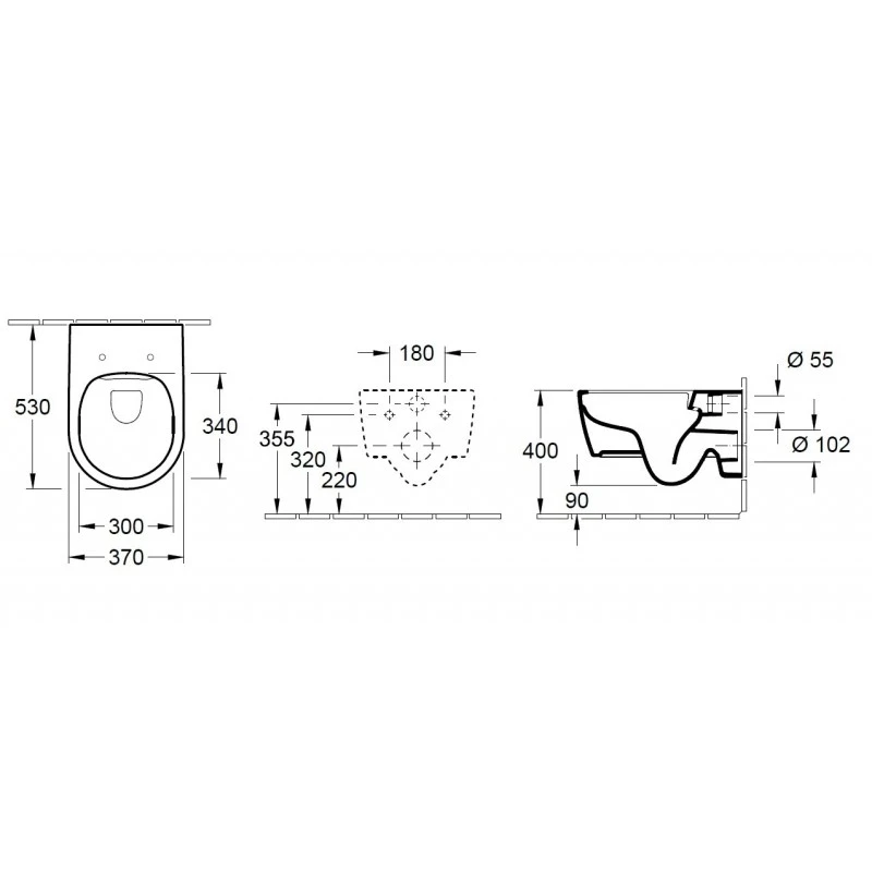 VILLEROY & BOCH AVENTO унiтаз 37*53см, пiдвiсний, Rimless - 2