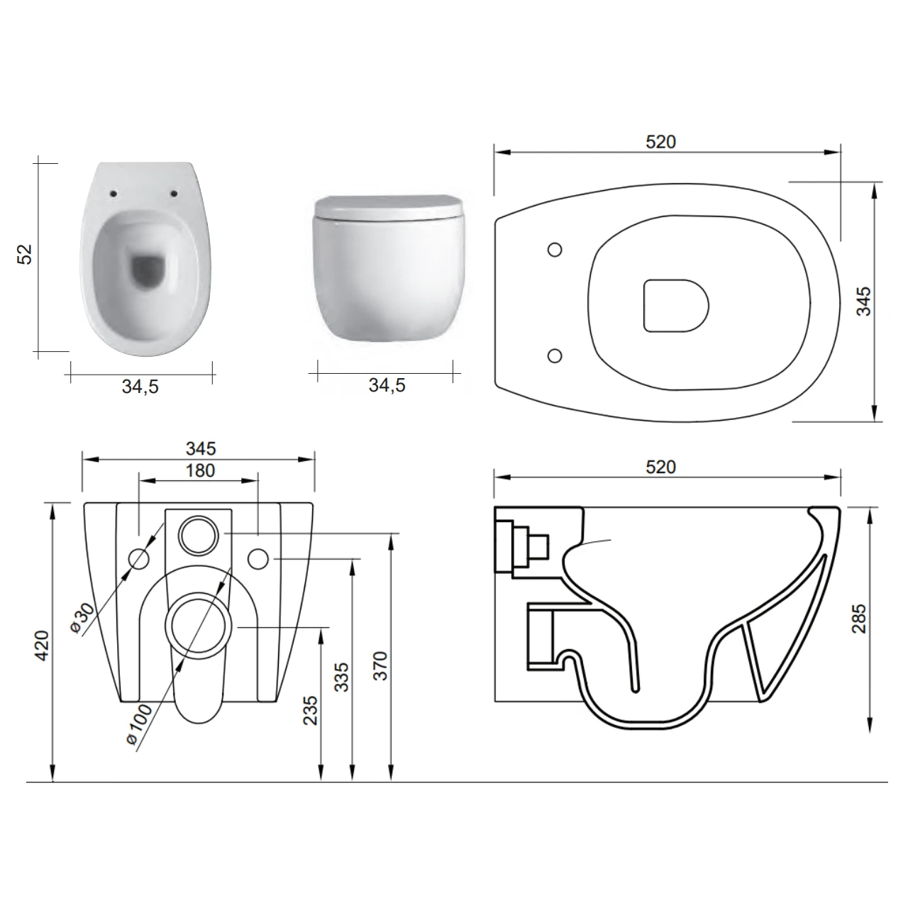 NIC DESIGN MILK унітаз підвісний Rimless 52 см, колір білий глянець - 2