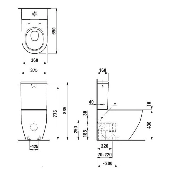 LAUFEN PRO чаша комбінованого унітазу 36*65 см - 2