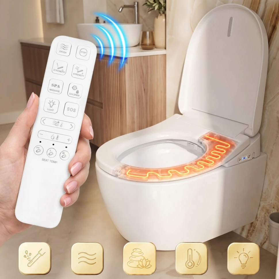Унітаз-біде Rea Carlo Smart Comfort Tornado без обідка, пультом ДК та феном, сидінням з обігрівом, w - 2