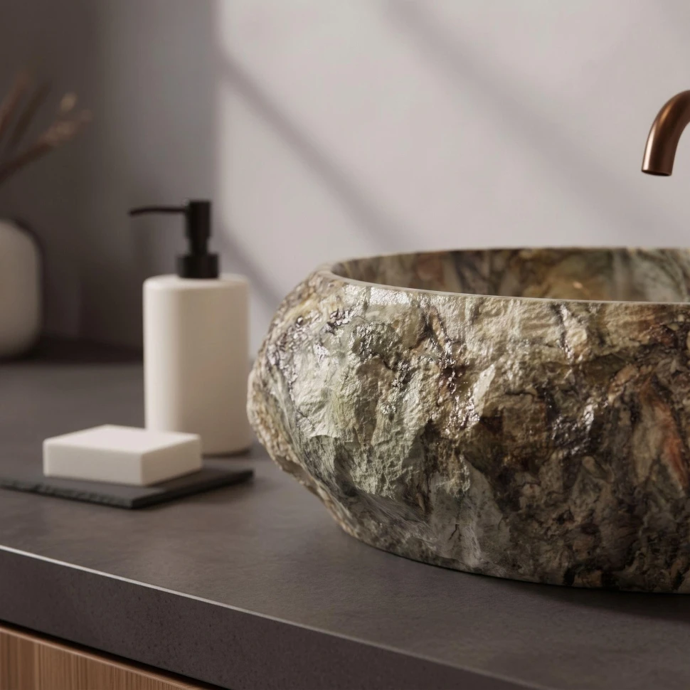 умивальник Rea Mika Canyon 50x38 глянсовий, імітація каменю (REA-U3587) - 2
