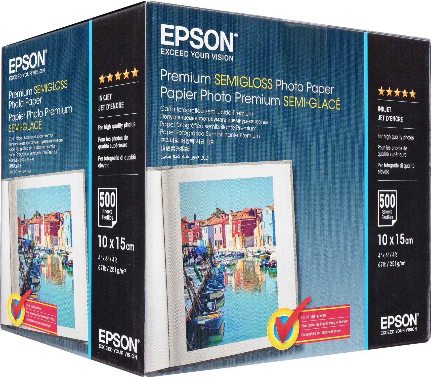 Фотопапір Epson  напівглянсовий 251г/м кв, 10см x 15см, 500арк (C13S042200)
