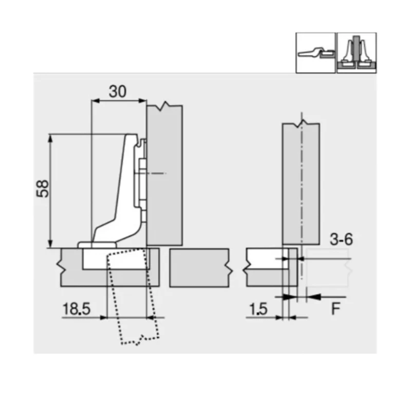 Петля Blum Modul полунакладная 100⁰ 91M2650 MB V250 NI Никель - 2