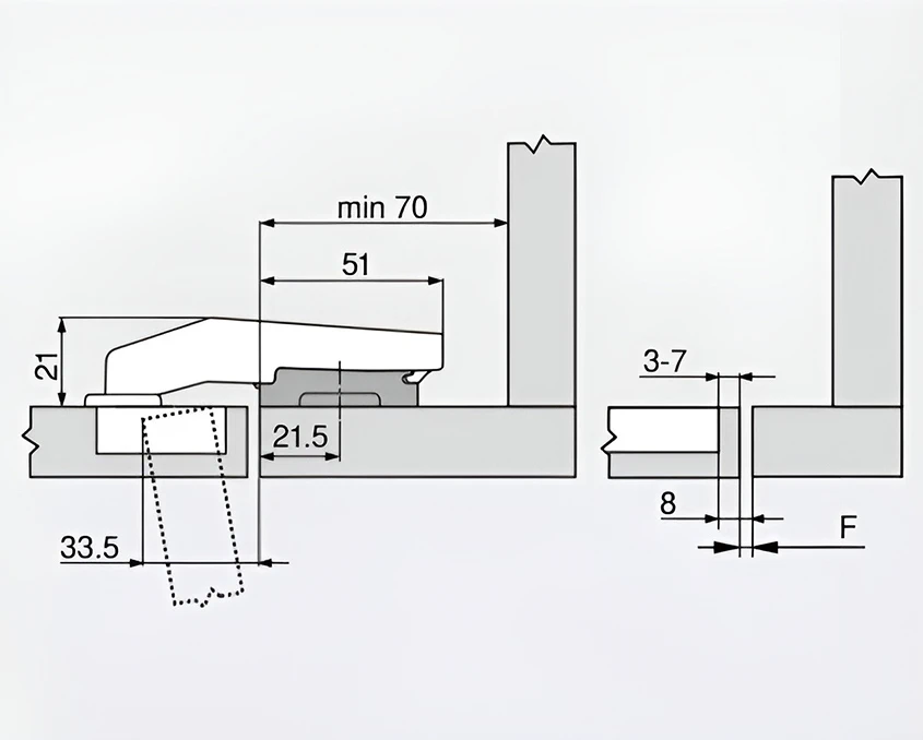 Завіса Blum вкладна CLIP top BLUMOTION 83° під фальшпанель 79B9550,83MB V50 NI Нікель - 2