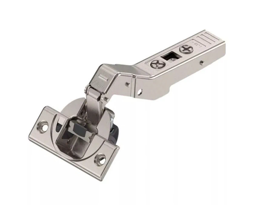 Петля Blum угловая для ДСП +45⁰ полунакладная с встроенным Blumotion 79B9658 MB45+ V50 NI Никель