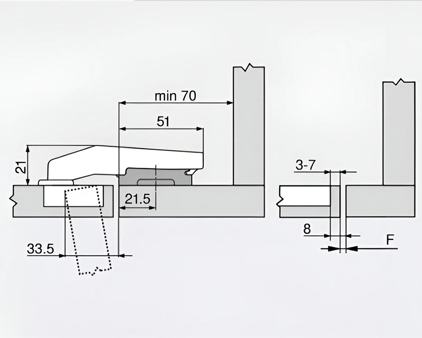 Петля Blum вкладная CLIP top BLUMOTION 95° под фальшпанель 79B9550 MB V50 NI Никель - 2