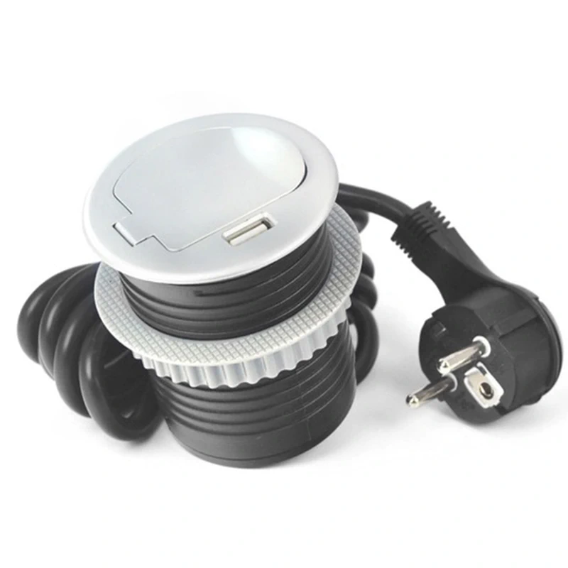 Подовжувач GTV AE-BPW1S2UCH-80  Schuko 1 розетка+USB Сірий - 2