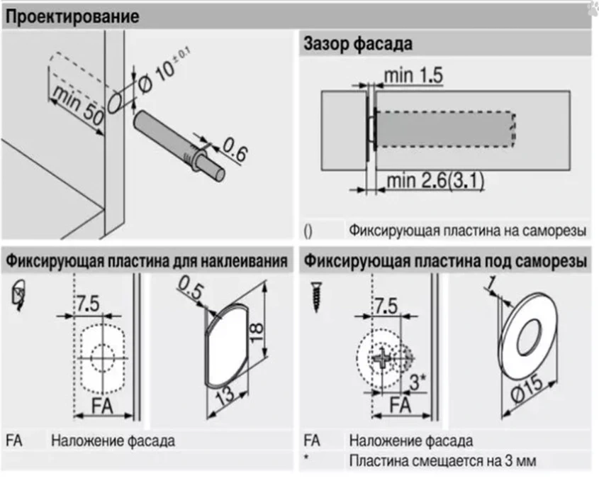 Короткий выталкиватель TIP-ON Blum 956.1002 250 SEIW Белый шелк - 2