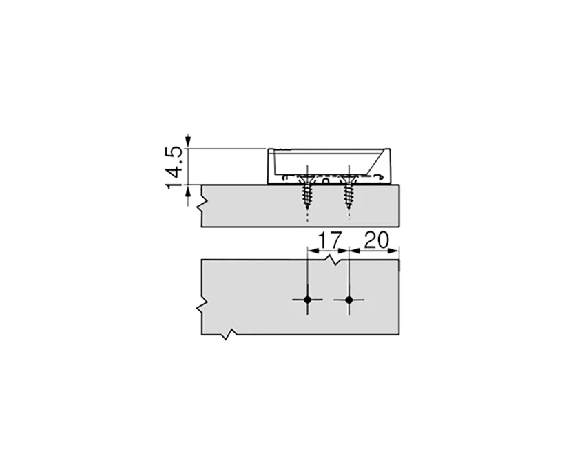 Держатель Blum прямой для короткого выталкивателя TIP-ON 956.1201 TIP-AP 250R736 Платиново-серый - 2