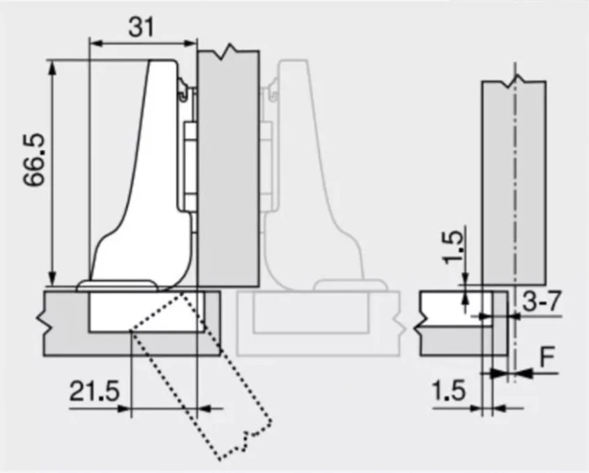 Завіса Blum напівнакладна CLIP top BLUMOTION 110°  71B3650 MB V250 NI Нікель - 2