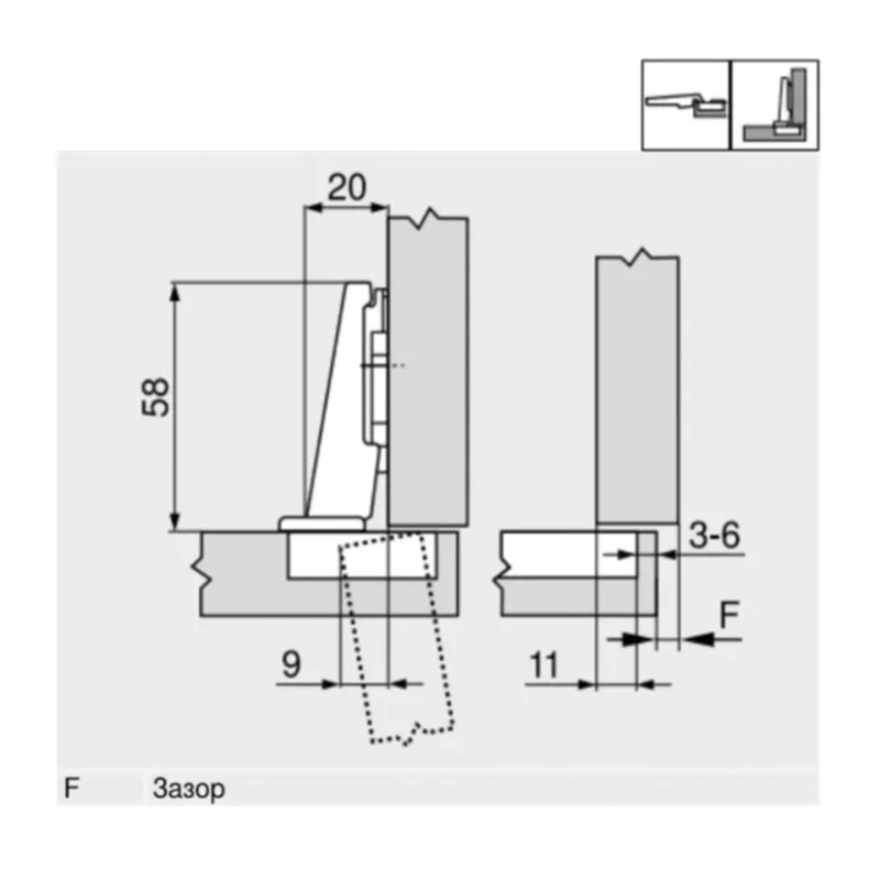 Петля Blum Modul накладная 100⁰ 91M2550 MB V250 NI Никель - 2