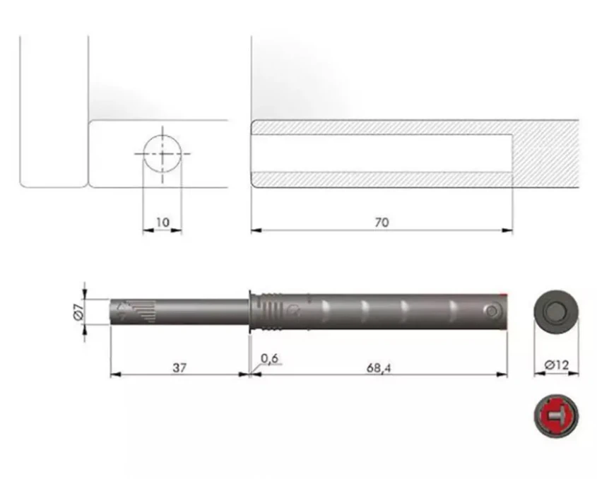 Виштовхувач для фасаду Italiana Ferramenta з демпфером посилений  K PUSH TECH 37мм Білий - 2
