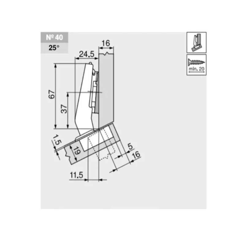Завіса Blum кутова +30⁰ кут відкривання 95⁰ 79A9456,T MB30+ V50 NI Нікель - 2