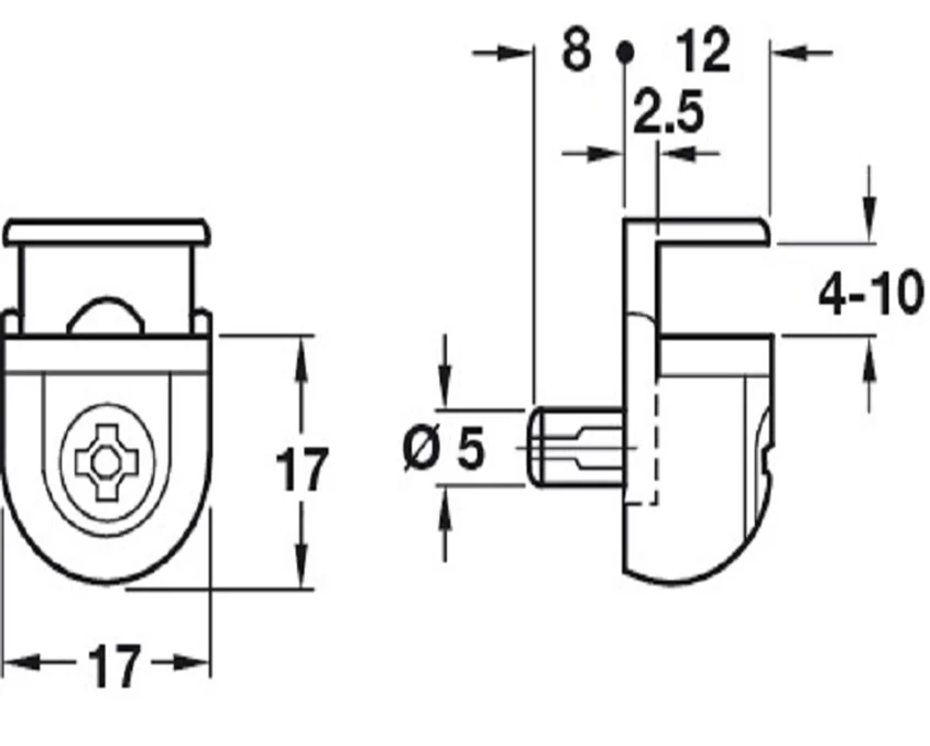 Полкодержатель для стекла Italiana Ferramenta под толщину 4-10мм PEKI Цинк - 2