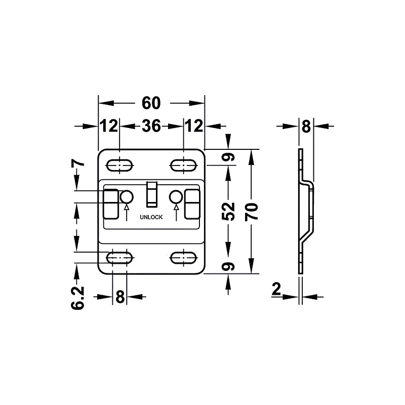 Навесная планка для подвеса CAMAR 60мм 807 с защелкой 897.AS.Z1.60.70 - 2