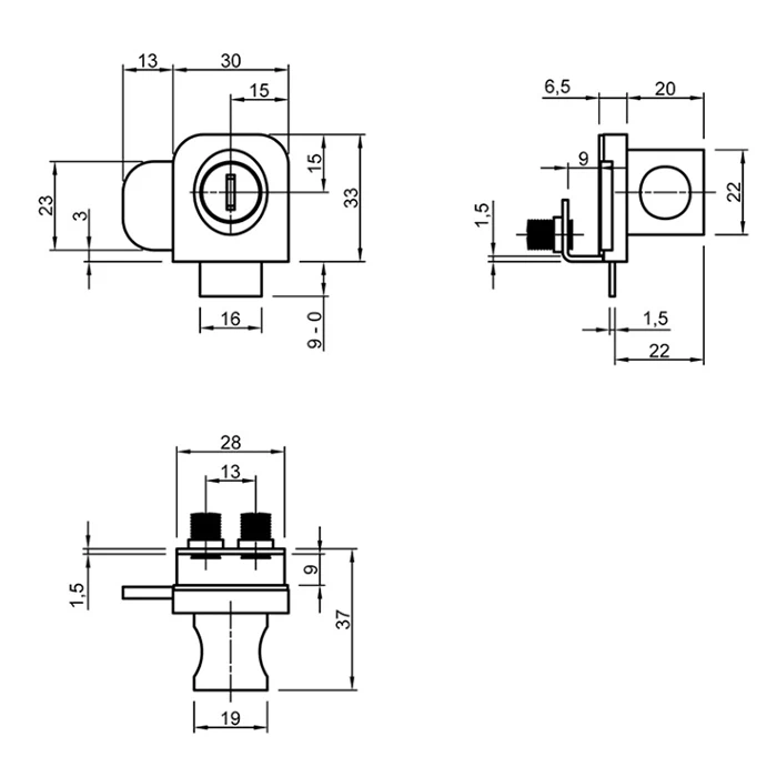 Замок DC KL-409 для стекла двойной Хром - 2