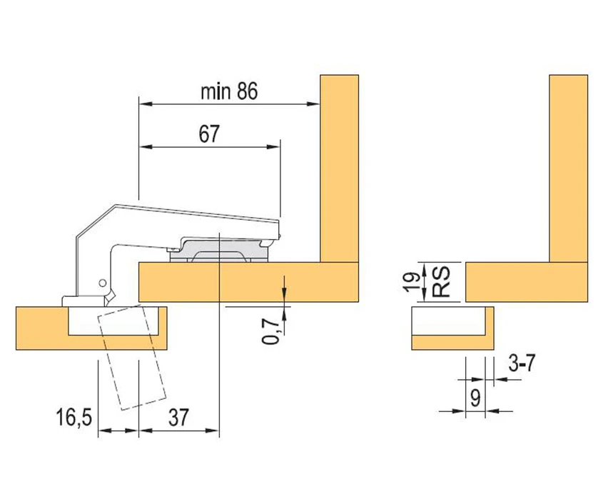 Петля Blum накладная под фальшпанель 95° 79T9950.37MB V50 NI Никель - 2