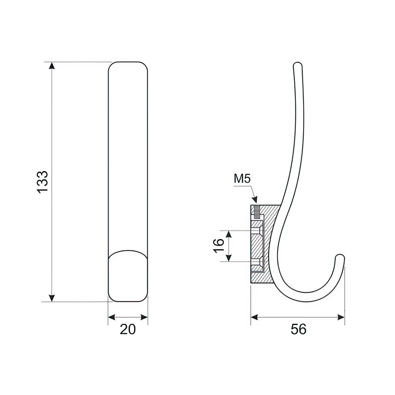 Гачок DC DW 0704 великий Хром - 2
