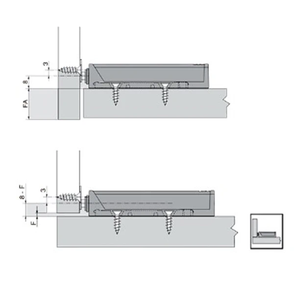 Пластина Blum на шуруп для виштовхувача TIP-ON 955.1008S HPL-SR 250 NI Нікель - 5