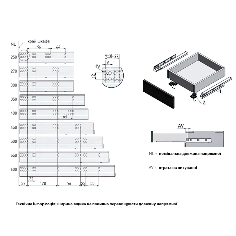 Напрямні GTV Modern slide прихованого монтажу Push to open  L-400 мм PB-0FPO-400 Цинк - 2