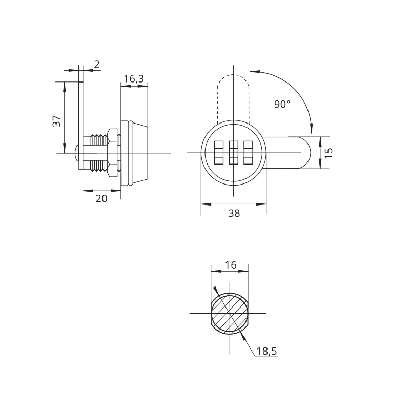 Замок RZ CL20-03 механічний кодовий Чорний - 2