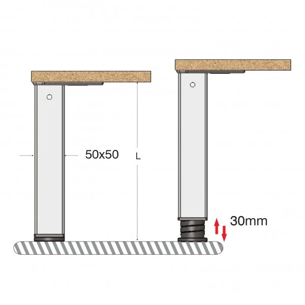Опора для стола Mesan 104-44-31-601 квадратна рифлена Н-710мм Чорна матова - 2