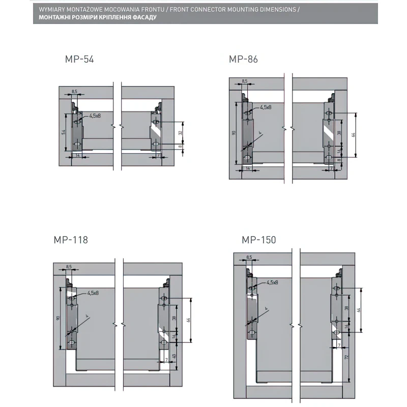 Напрямні GTV метабокс MP-150350-10 L-350 мм H-150 мм Білий - 2