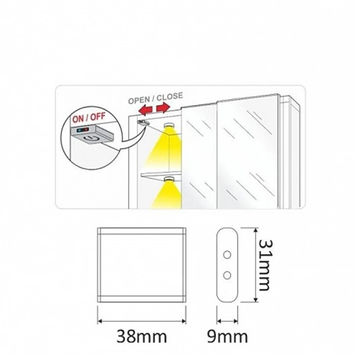 Светодиодный выключатель PL WYL-IRS-AL-01 для шкафов Алюминий - 2