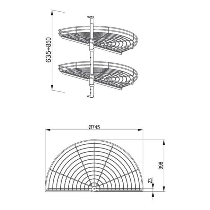 Карусель для кухни Rejs NOVA 1/2 d600 Серая - 2