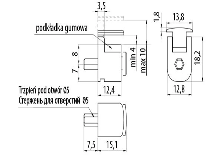 Полкодержатель для стекла GTV под толщину 4-10мм PP-GL-E410-01 (аналог Kubiс) - 2