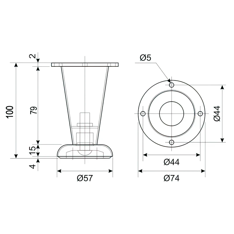 Ніжка меблева DC NZ 0904 Н-100мм Хром - 2