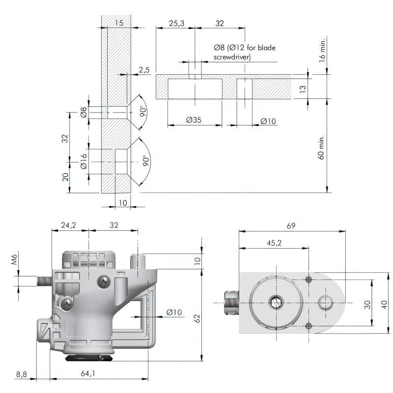 Ніжка меблева регульована посилена ATACAMA J Italiana Ferramenta Н-60мм - 2