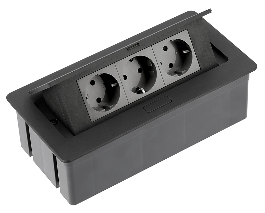 Удлинитель GTV SOFT AE-PBSC3GS-20N Schuko 3 розетки Черный