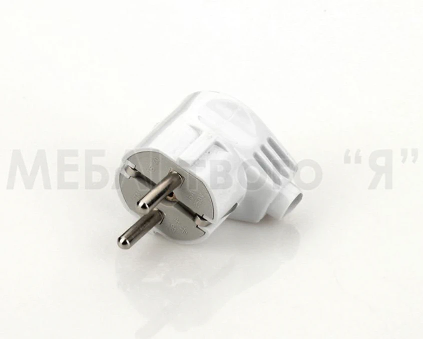 Вилка-евро угловая 2К+3 16А Белая