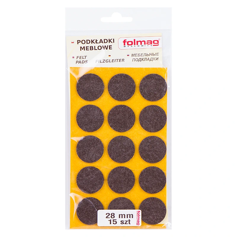 Самоклейка повстяна для ніжок кругла Folmag d-28мм (15 шт) Чорна