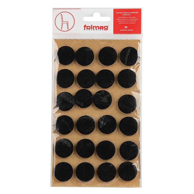 Самоклейка повстяна для ніжок кругла Folmag d-22мм (24 шт) Чорна
