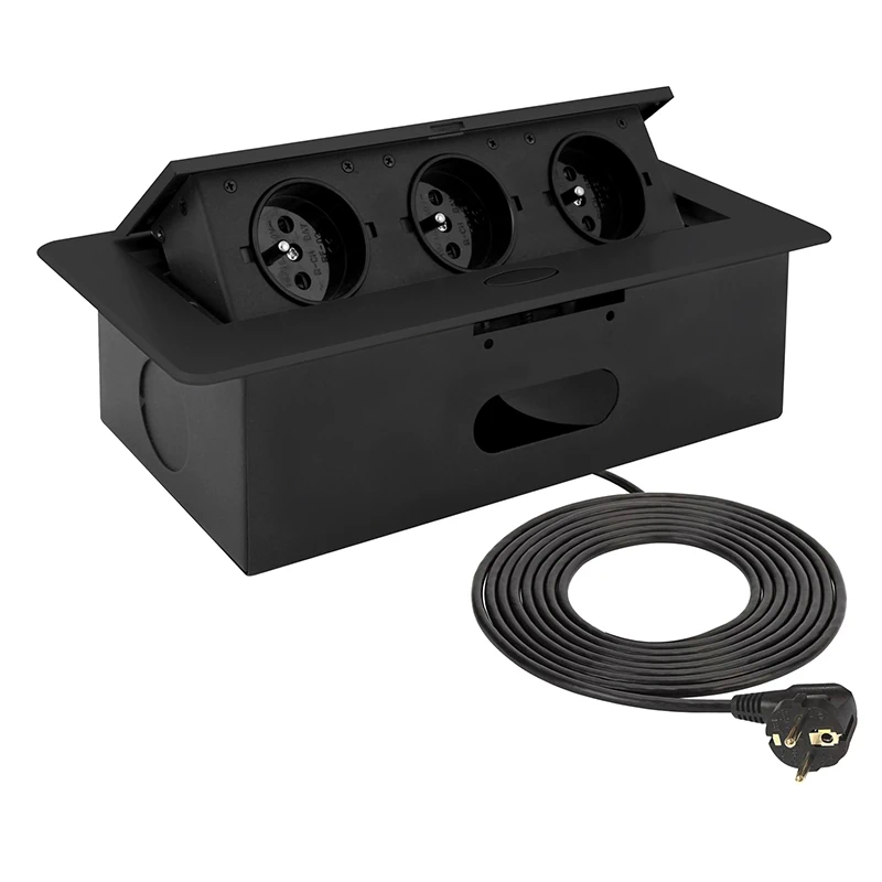 Подовжувач KOMB-CZ-FR-M01 French 3 розетки Чорний