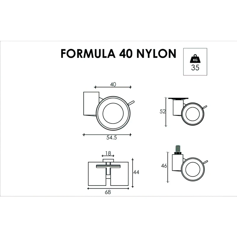 Ролик меблевий OgTM FORMULA 40 NYLON 2,7 D-40мм Білий/Блакитний - 3