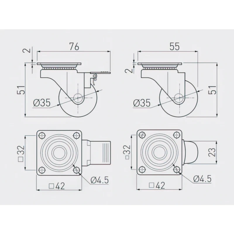 Ролик меблевий GTV BRAZYLIA KM-RD-50-SF-20 D-50мм Чорний - 2