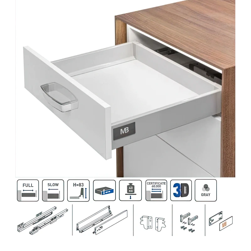 Направляющие GTV MODERN BOX PB-D-KPL400A L-400мм низкий Н-84мм Серый - 2