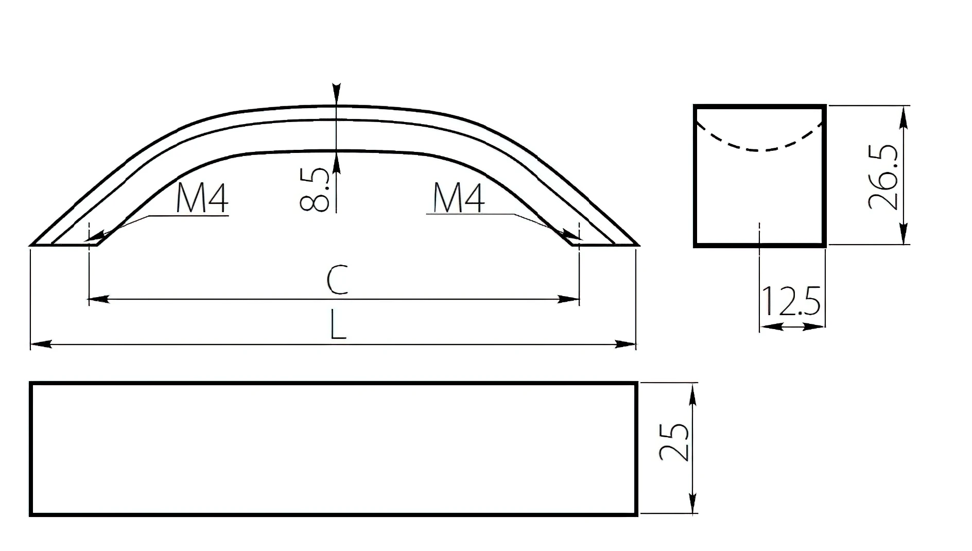 Мебельная ручка GTV UA-00-337224-20M 224 мм Черный