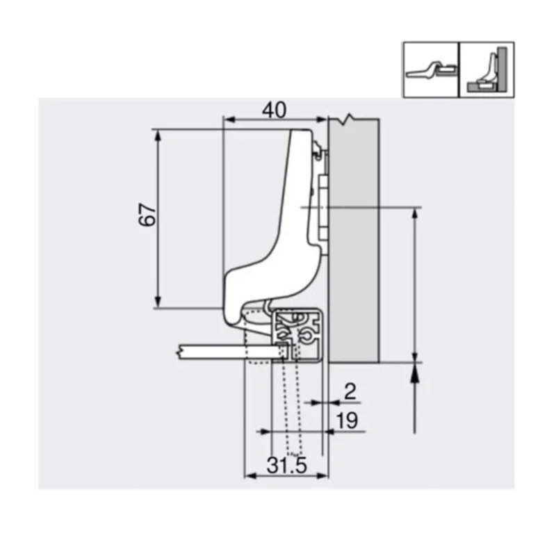 Петля Blum вкладная для алюминиевых рам 95⁰ 71T970A MB V50 NI Никель - 2